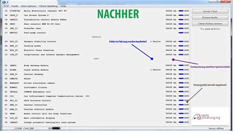 Justierung sämtlicher Speicherstellen.